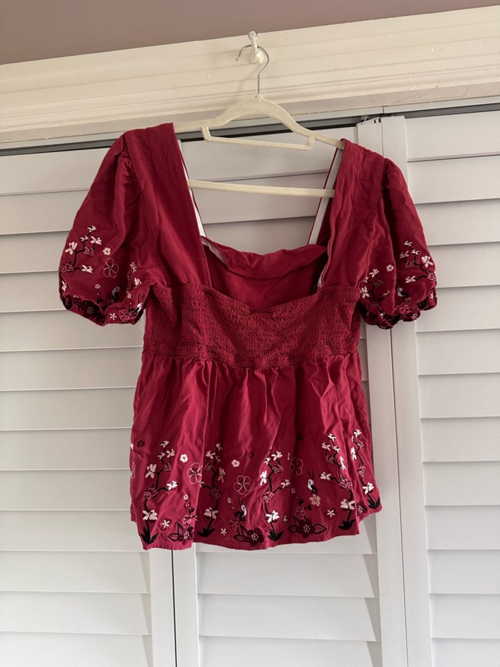 Disney MulanWomen's Pink Embroidered Puff-Sleeve Top - Picture 4 of 4
